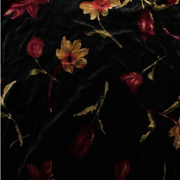 Vintage 90s Stretch Velvet Moody Floral Witchy Tunic Dark Romantic Grunge Top - Picture 5 of 10
